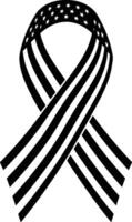 American Flag Ribbon Silhouette - Patriotic Symbol of Unity and Support vector