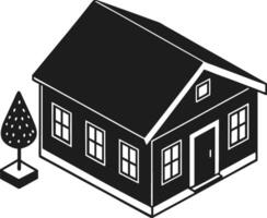 Isometric House Silhouette Illustration for Architecture and Real Estate Design vector