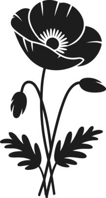 Poppy Flower Silhouette - Elegant Blooming Botanical Design for Decorative Use