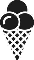 Ice Cream Cone Silhouette - Summer Dessert Icon in Black Style vector