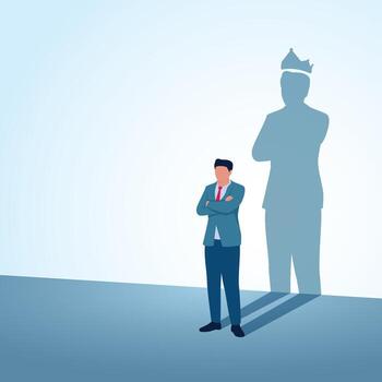 The image of a man standing as a king standing proudly. A metaphorical illustration of self-belief, optimism and confidence. vector