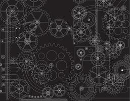 Elements of mechanism on a black background. vector