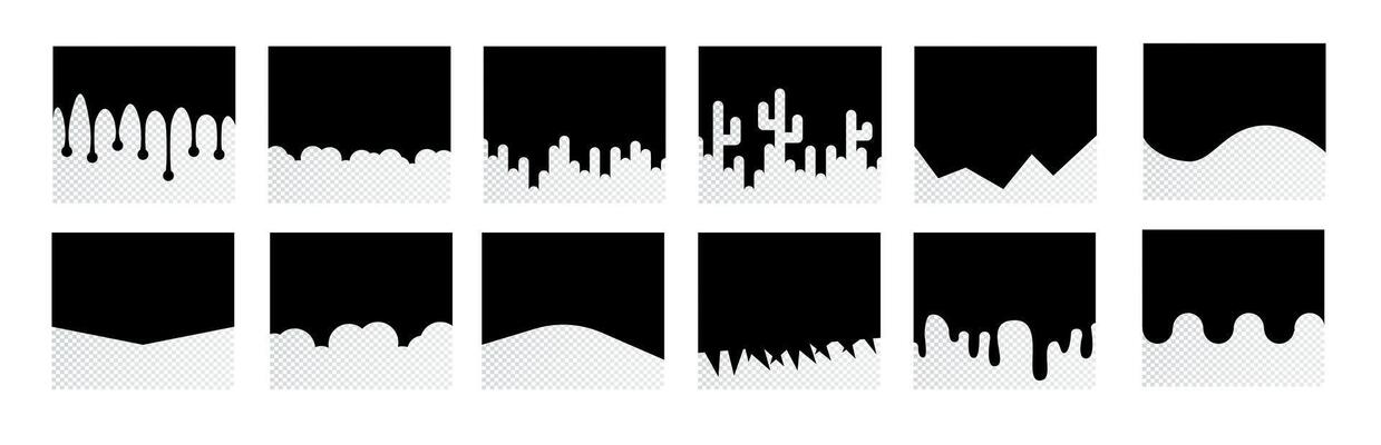 Set of Template Dividers Shapes for Website. Collection of Design Element for Top, Bottom Page Web Site. Divider Header for App, Banners or Posters.
