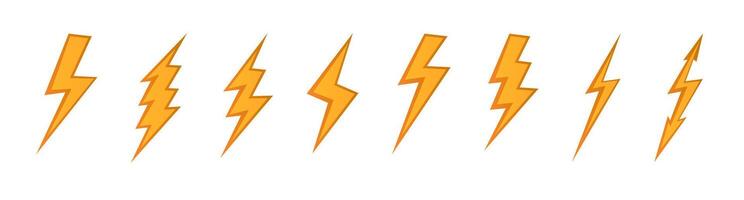 Lightning. Set Lightning bolt. Thunderbolt, lightning strike. flat style illustration. vector
