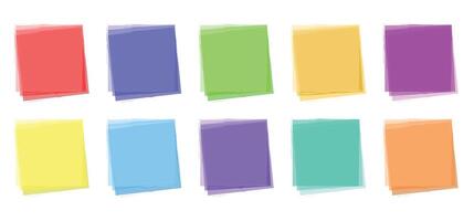 Set of colorful sticky notes. Rough edge paper frames. vector