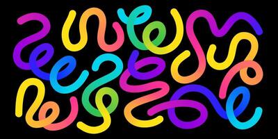Curvy undulating vivid lines - looping sinuous rainbow swirls, twisting shapes gradient abstract pattern. vector
