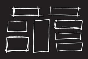 Sketchy crayon or chalk rectangle highlight set - hand drawn rough marker shapes vector
