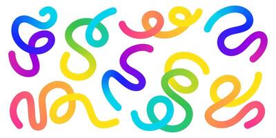 Gradient colorful curvy snake like shapes - twisted lines, loops, swirls form abstract pattern. vector