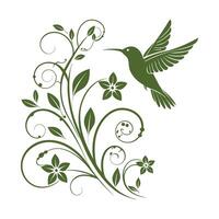 Flat design colorful floral branch with a bird vector