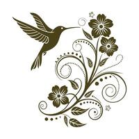 Line art humming and flower vector
