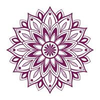 A purple flower design is shown in the center of a circle vector