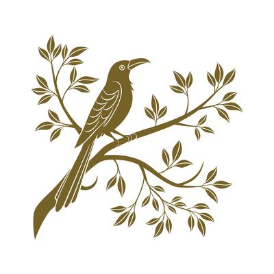 Birds sitting on a tree branch Silhouette