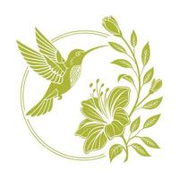 A bird is flying in the sky with a tree branch vector