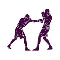 Boxing silhouette on white background vector