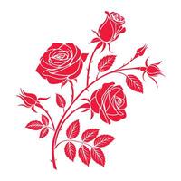 A drawing of a rose with a red flower on it vector