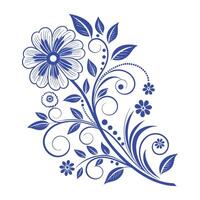 Blue floral design featuring intricate patterns and shapes on a light background. vector