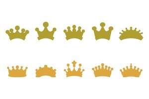 Stylized Simple Crown Silhouette Icon Set in Various Styles vector