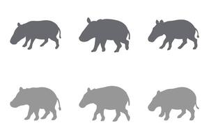 Tapir Silhouette Icon Set. Animal Illustration Design vector