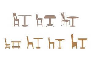 Simple Chair and Table Icon Set vector