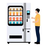 Illustration of Person Using a Vending Machine vector