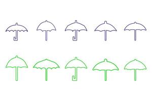 Collection of Simple Umbrella Outline Icon Set vector