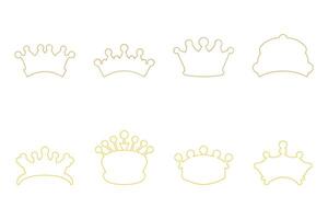 Minimalist Simple Crown Outline Icon Set vector