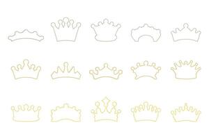 Simple Crown Outline Icon Set in Various Styles vector