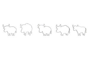 Yak Outline Icon Set. Animal Illustration Design vector