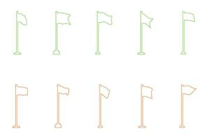 Flag on a Pole Outline Icon Set in Various Styles vector