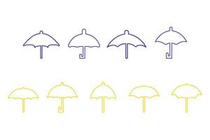 Simple Umbrella Outline Icon Set in Various Styles vector
