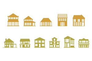 Collection of Modern House Building Silhouette Icon Set vector