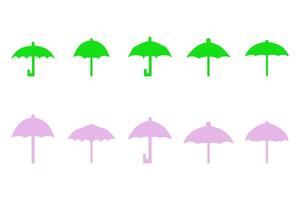 Variety of Simple Umbrella Silhouette Icon Set vector