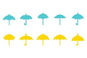 Collection of Simple Umbrella Silhouette Icon Set vector