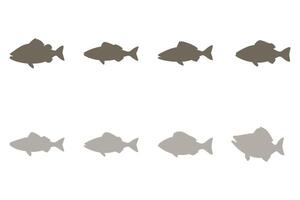 Haddock Fish Silhouette Icon Set vector