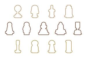 Collection of Stamp Tool Outline Icon Set vector