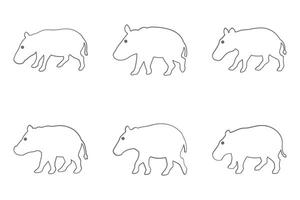 Tapir Outline Icon Set. Animal Illustration Design vector