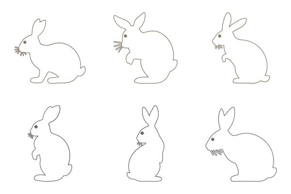 Hare Outline Icon Set. Animal Illustration Design