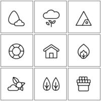 set of simple icons for nature design on a white background vector