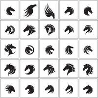 a collection of horse head icons vector