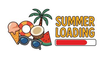 Summer Loading Illustration with Progress Bar vector