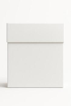 White Two Piece Square Box with Lid in Front View on Textured Surface in Ultra High Resolution with Studio Lighting Isolated on Clean White Background photo