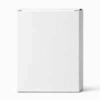 White Rectangular Cardboard Box for Supplement Packaging Front View Matte Finish Ultra High Resolution Photorealistic Professional Studio Lighting Clean Isolated White Background photo
