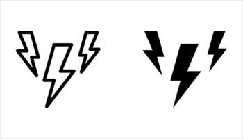 lightning icon set on white background. vector