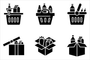 food donation icon set vector