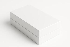 White Rectangular Cardboard Box for Smartphone with Lid on Isolated Background in Ultra High Resolution and Photorealistic Studio Lighting with Smooth Surface for Professional Design Use photo