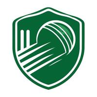 A Green Emblem with Cricket Elements and Architectural Design vector