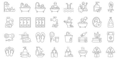 Set of linear spa icons on white background vector