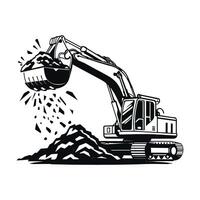Excavator Heavy Construction Machine Working on a Large Project vector