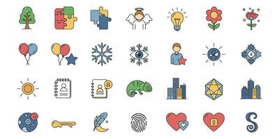 Set of Pixel Art Miscellaneous Icons in Flat Style vector
