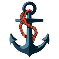 An Anchor with a Worn Orange Rope Around Its Base vector